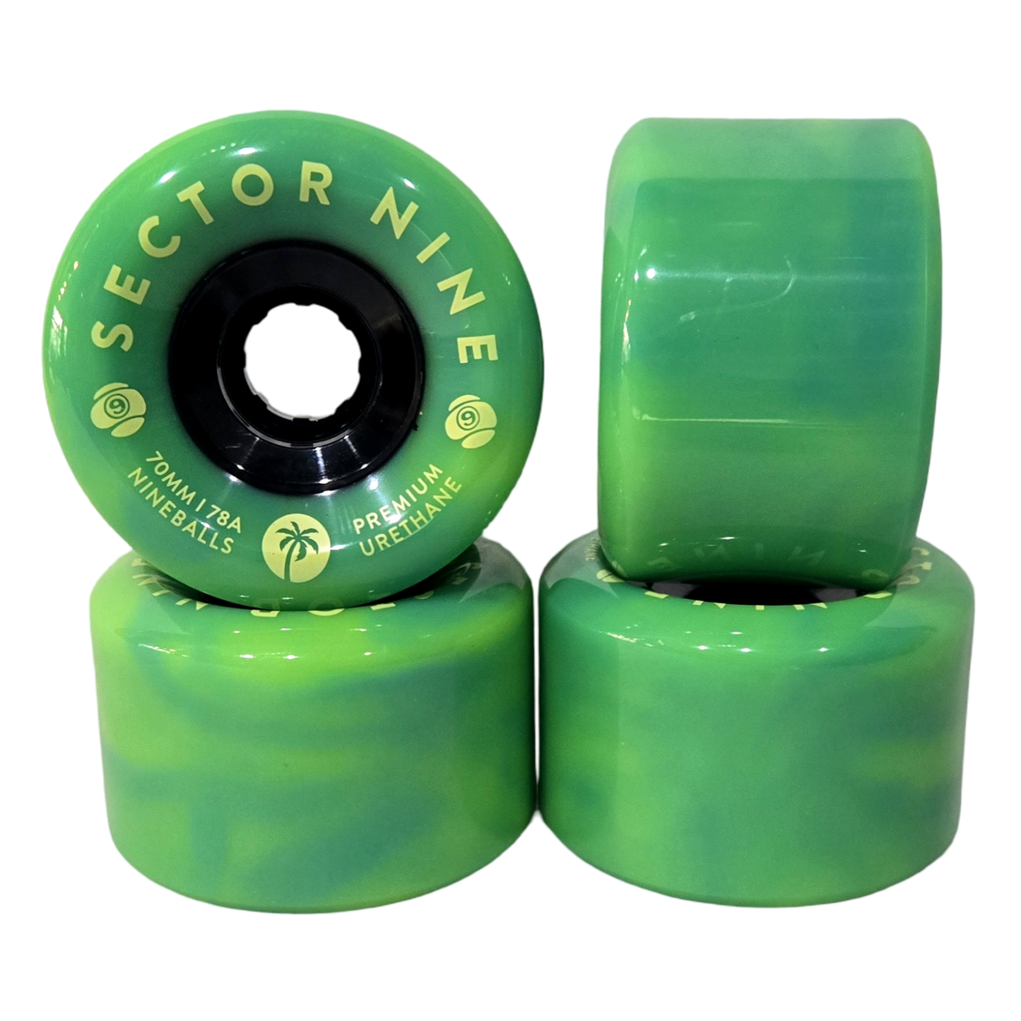 Sector 9: 70mm 78a Nineballs Green Goblin Longboard Wheels