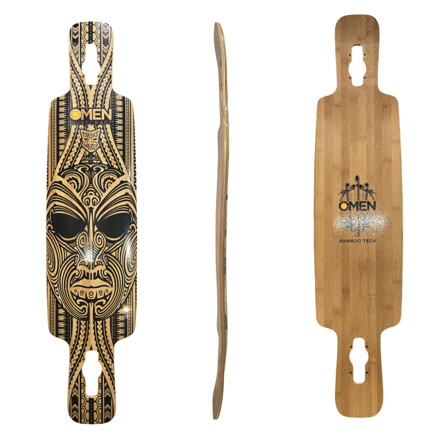 Omen: 41.5" Maori Mask Longboard Skateboard Deck