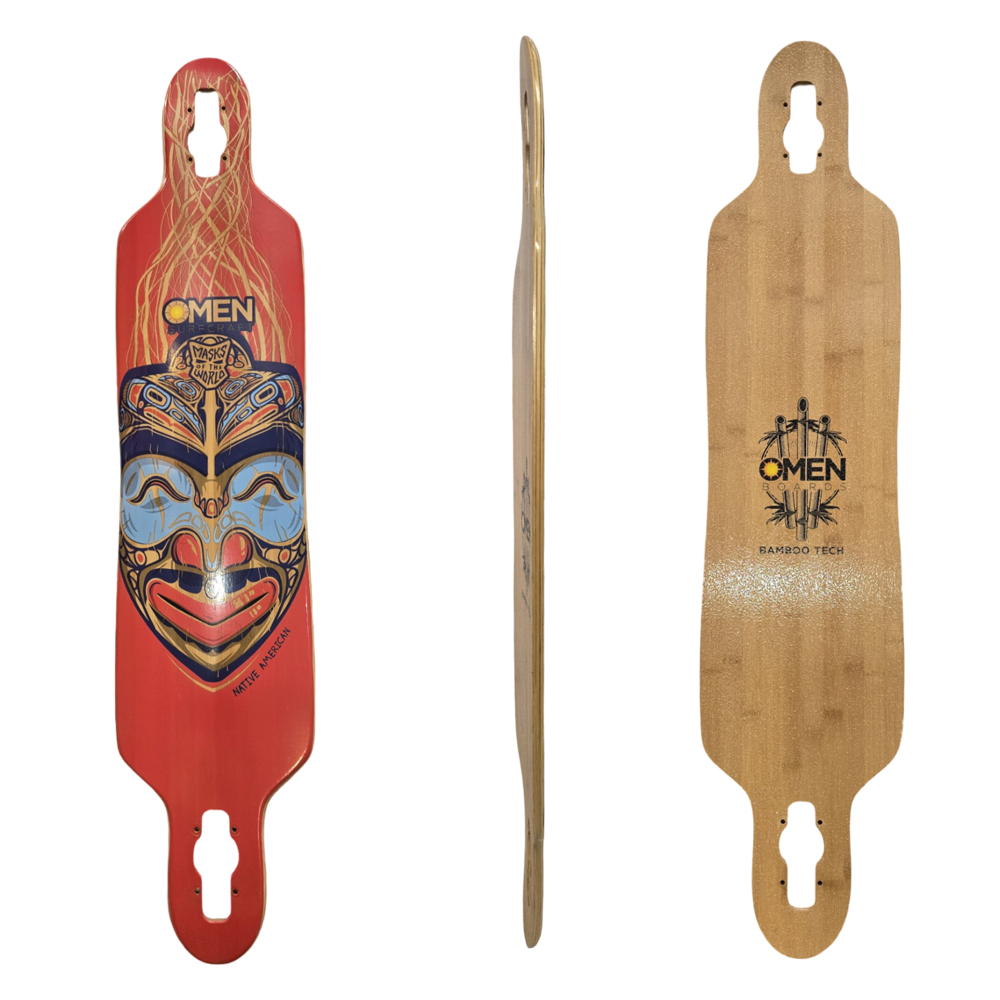 Omen: 41.5" Native American Mask Longboard Skateboard Deck