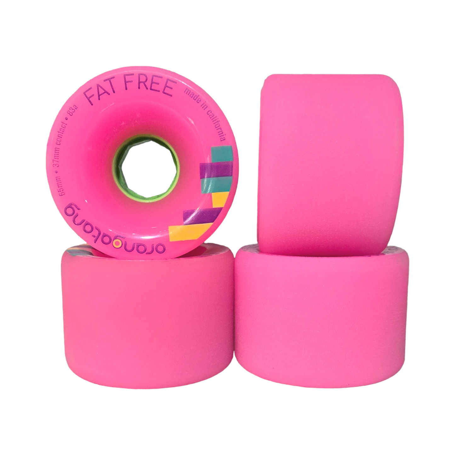 Orangatang: 65mm 83a Fat Free Longboard Skateboard Wheels (Pink)