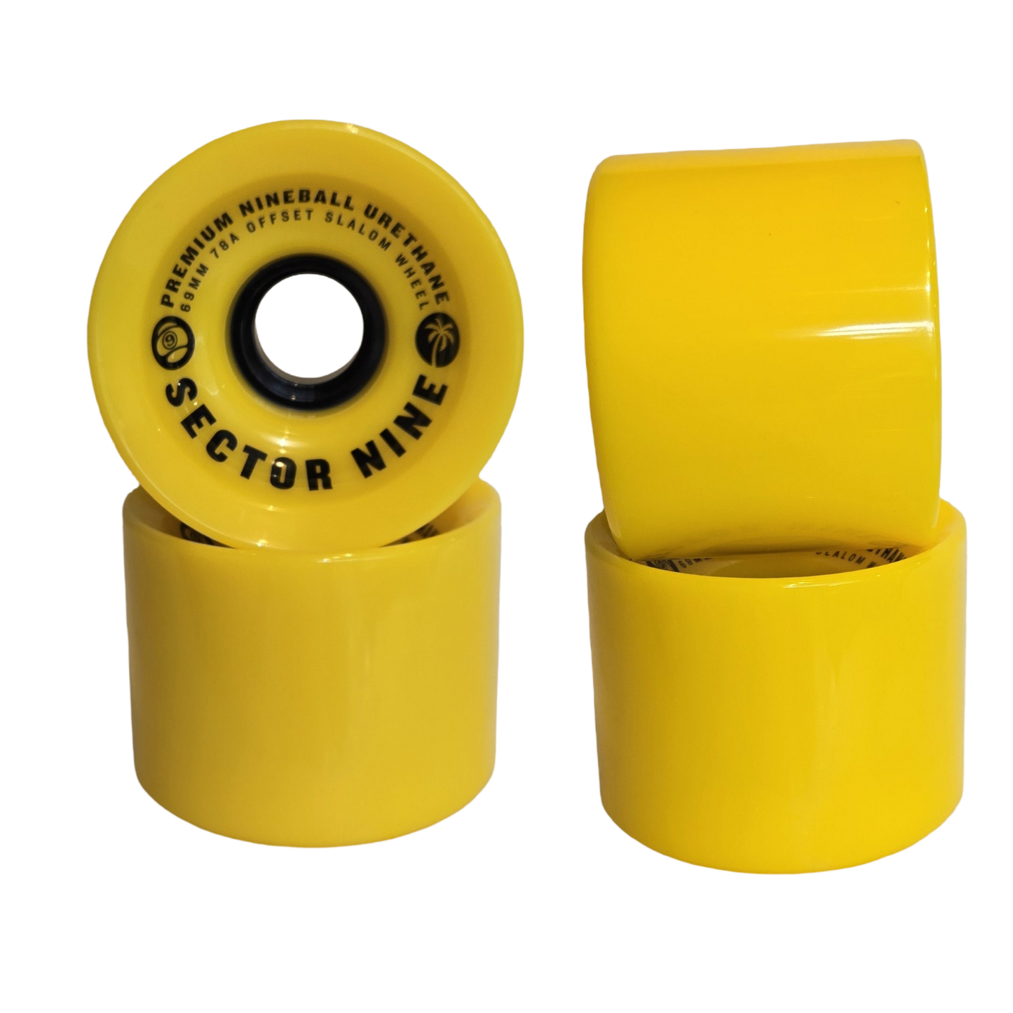 Sector 9: 69mm Nineballs 78a Longboard Skateboard Wheels (Mellow Yellows)