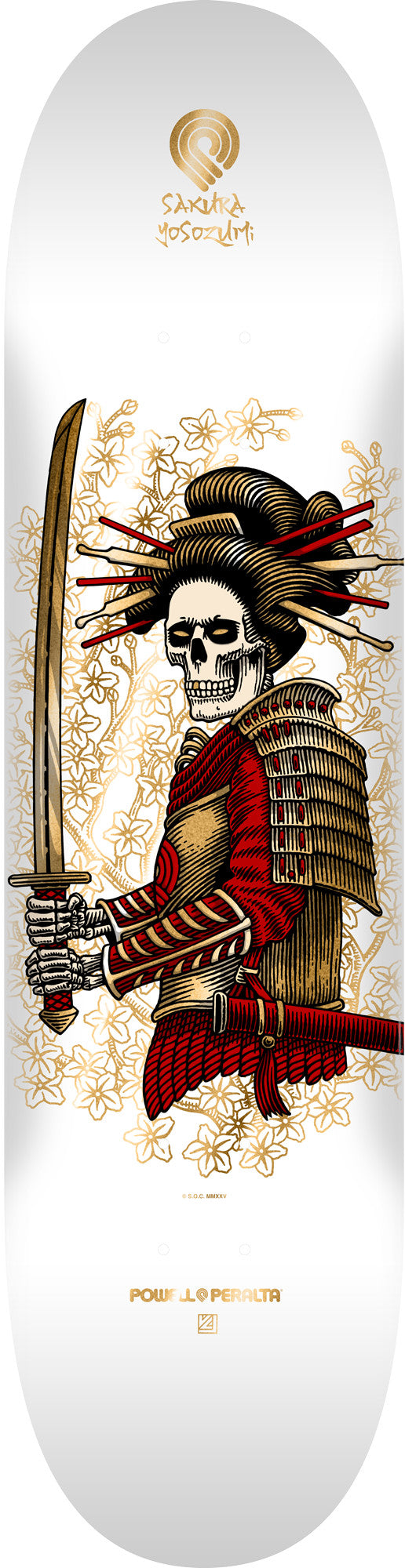 Powell Peralta: 8.25" Onna-Bugeisha White / Gold Foil Skateboard Deck
