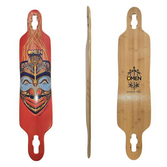 Omen: 41.5" Native American Mask Longboard Skateboard Deck
