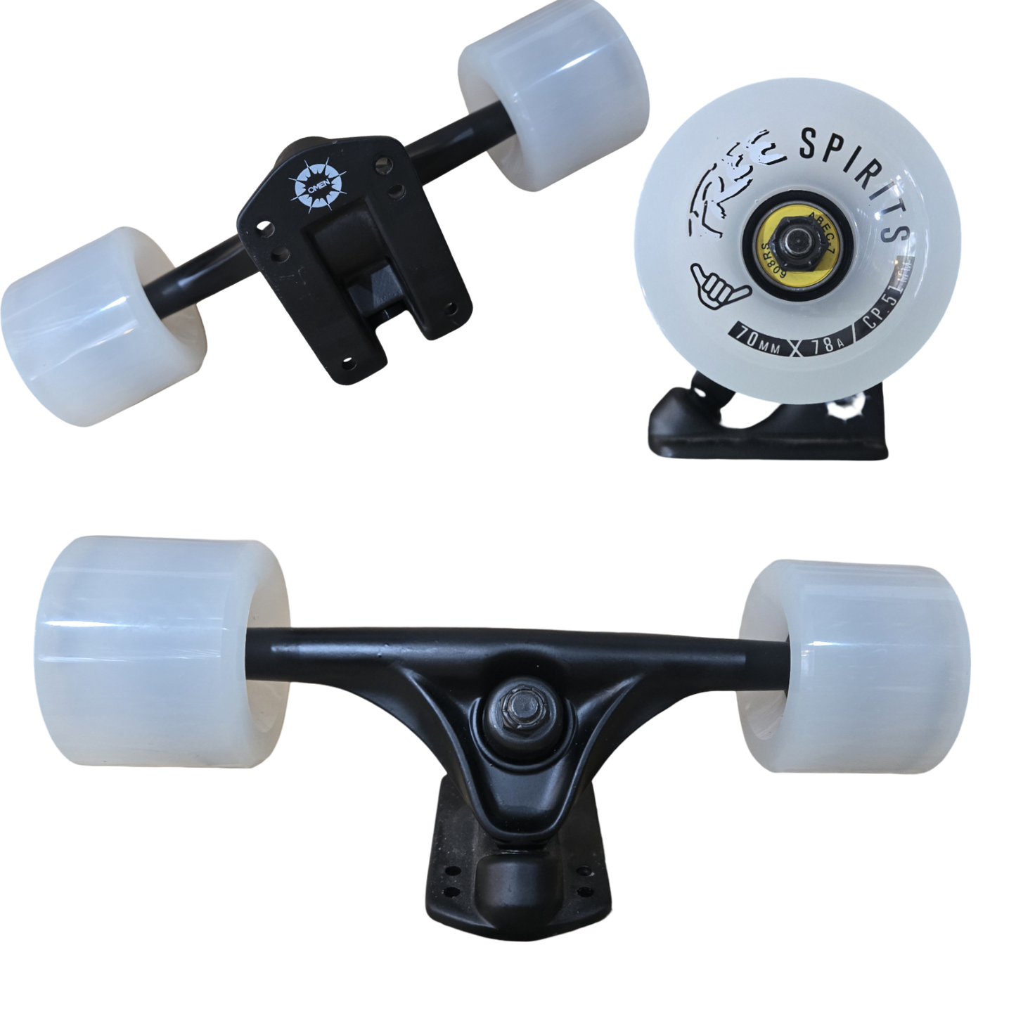 Omen: 180mm x 50º Longboard Truck and Wheel Kit (Smoke Wheels)