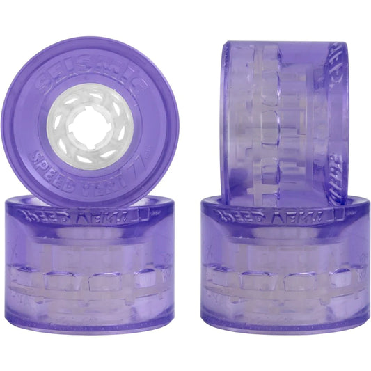 Seismic: 77mm 79a Speedvent Longboard Wheels (Clear Purple)