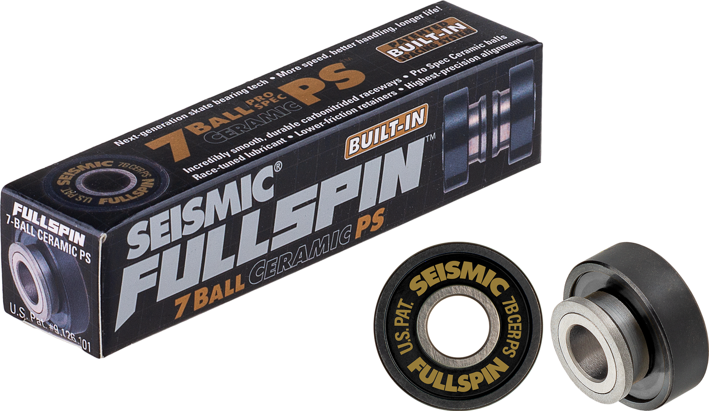 Seismic: Fullspin 7-Ball Ceramic Pro Spec Built In Longboard Bearings