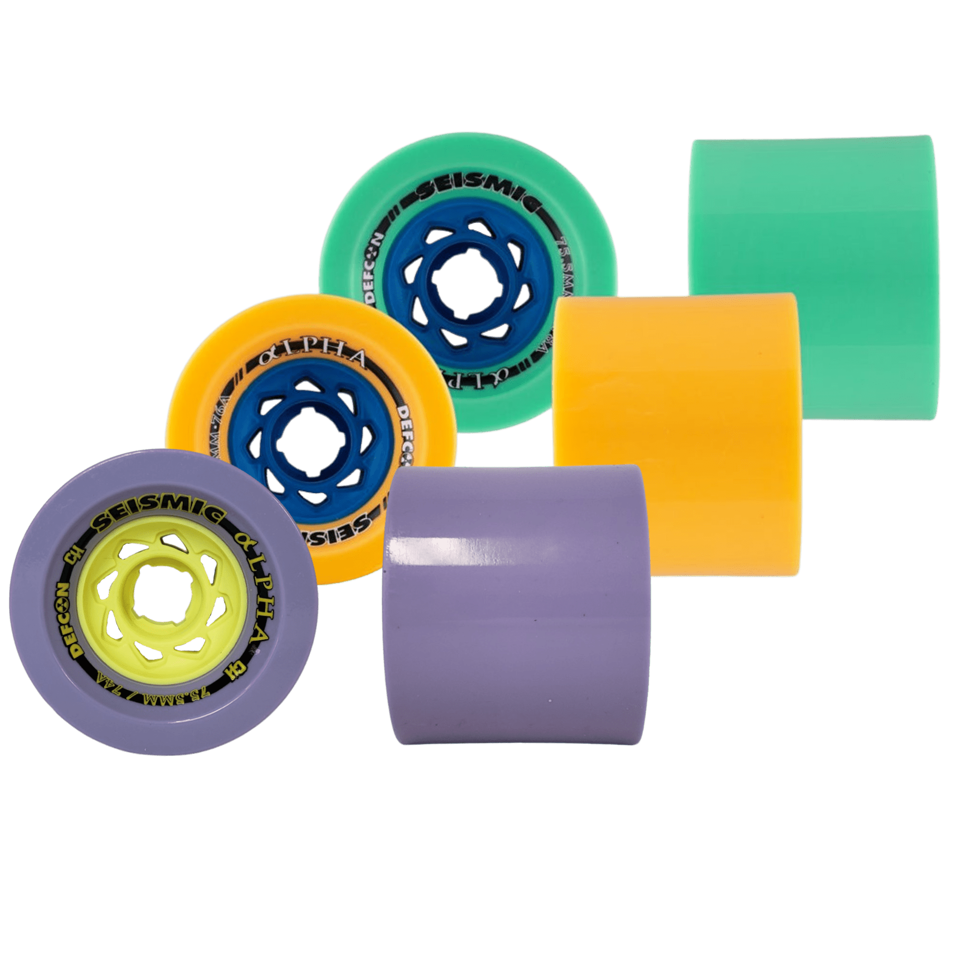 thumbnail image 2 of Seismic Alpha 76a Longboard Wheels - 75.5mm Mango Racing Wheels 2 of 10