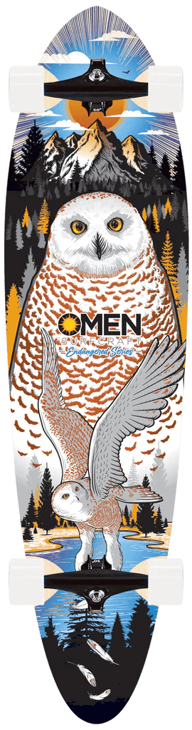 Omen: 38" Snowy Owl Longboard Skateboard Complete - Motion Boardshop