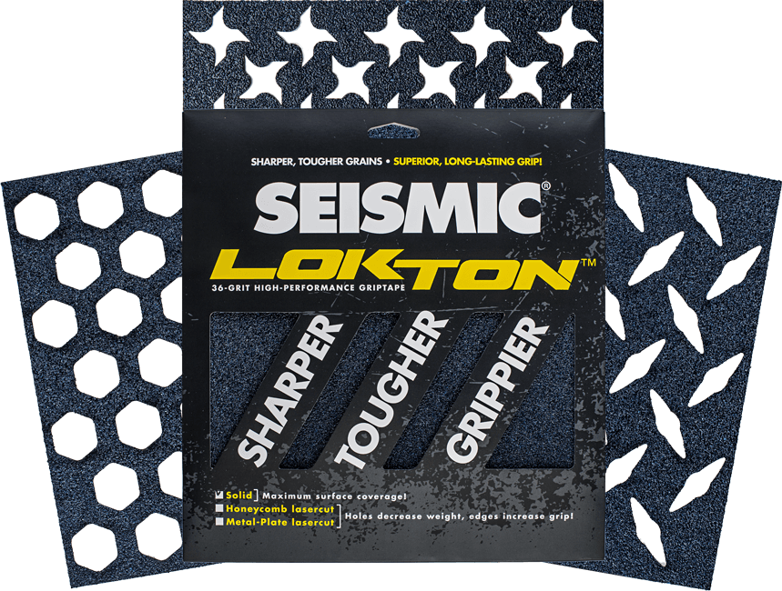 Seismic: 60-Grit Lokton Longboard Griptape (3 Square Packs) - Motion Boardshop